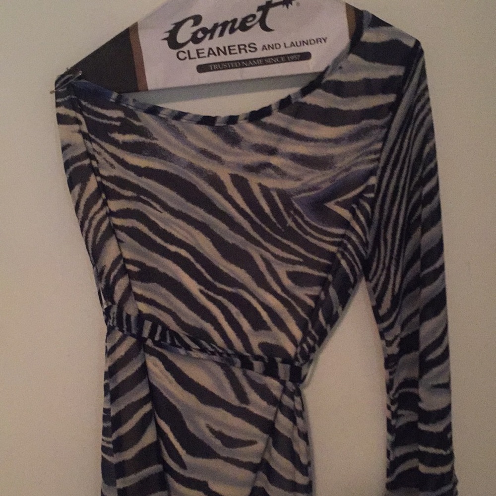 One shoulder cocktail dress with navy animal print